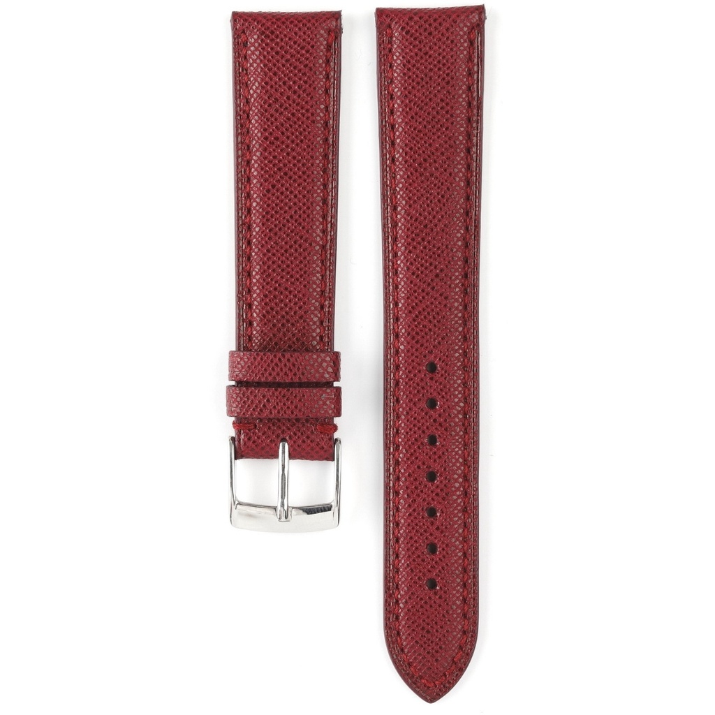 [ST.CUI.VGRBOR.001.20] Strap - Bracelet Veau grainé Bordeaux surpiqure ton sur ton
