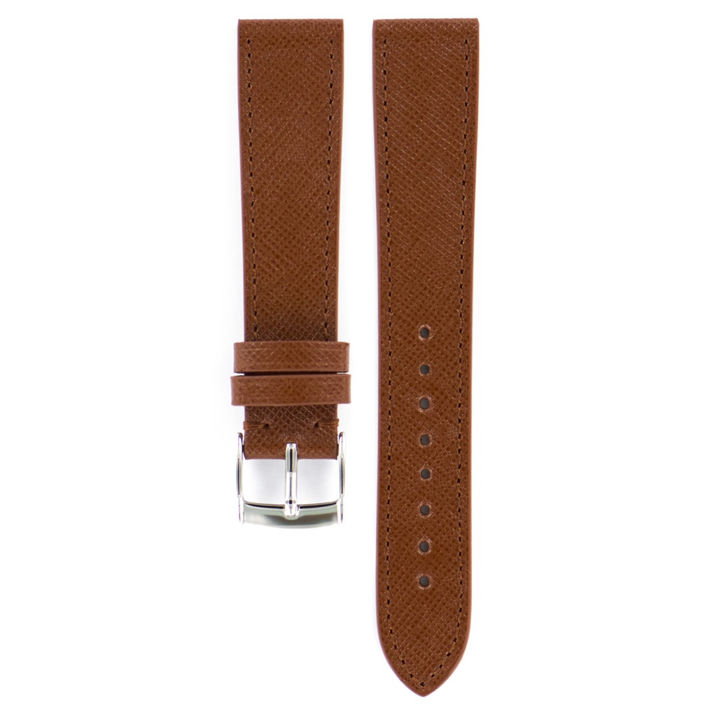 Strap - Bracelet Veau grainé Cognac surpiqure ton sur ton