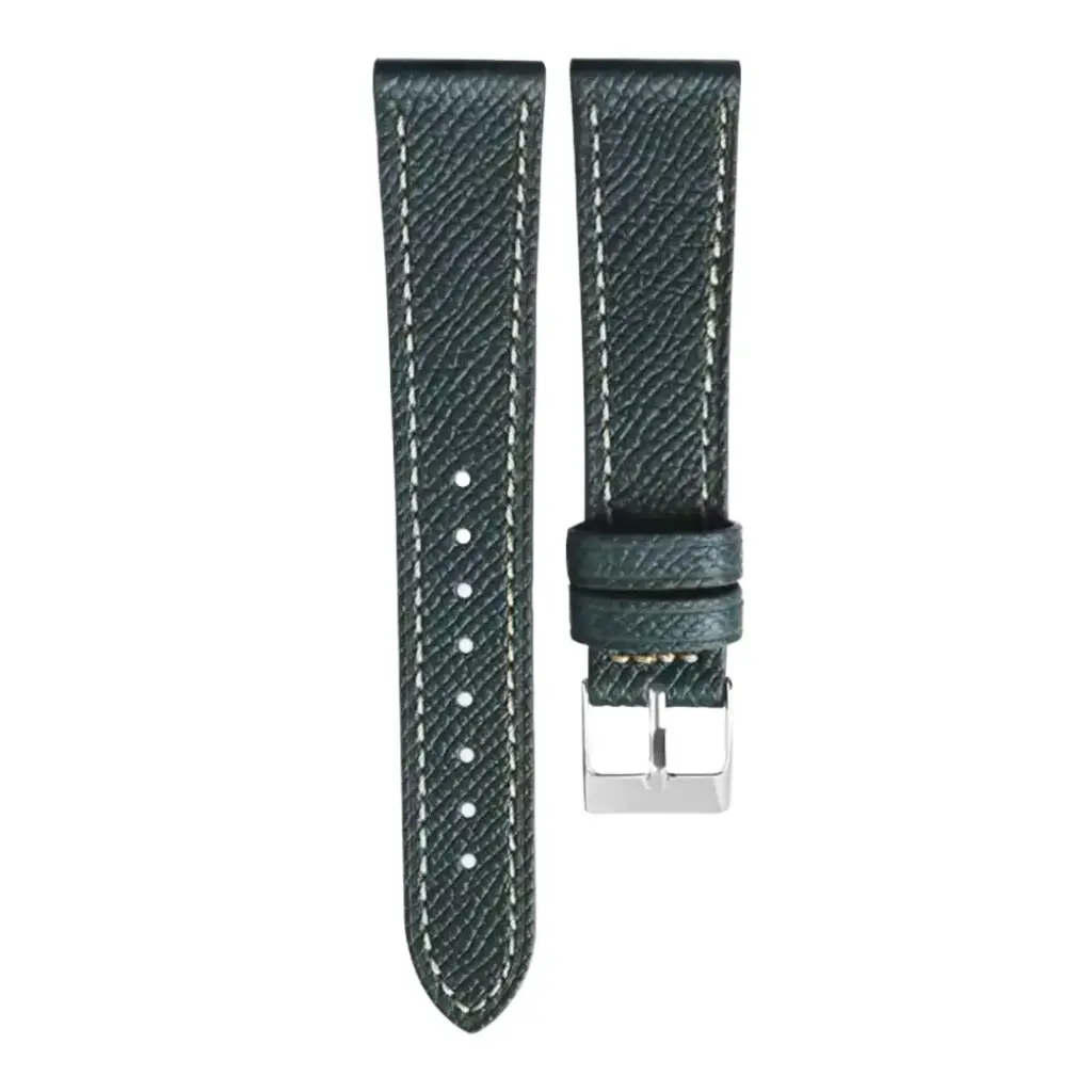 Strap - Bracelet Veau grainé Vert surpiqure ivoire