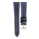 Strap - Bracelet Veau grainé Bleu marine surpiqure ivoire