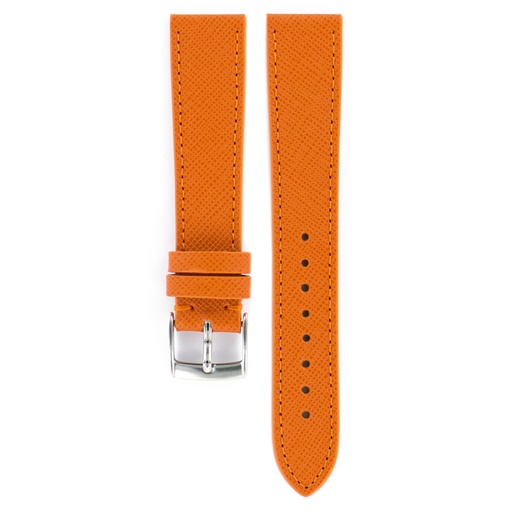 [ST.CUI.VGRORA.001.20] Strap - Bracelet Veau grainé Orange surpiqure ton sur ton