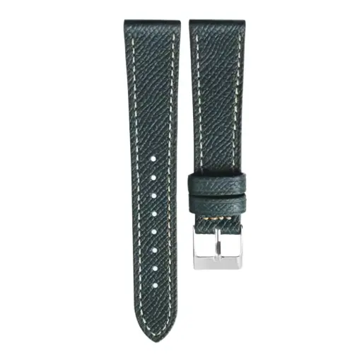 Strap - Bracelet Veau grainé Vert surpiqure ivoire