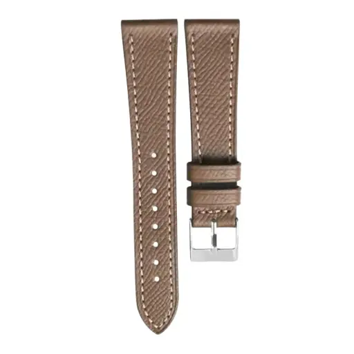 Strap - Bracelet Veau grainé Taupe surpiqure ivoire